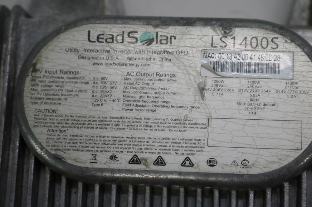 2x Lot UNTESTED LEADSOLAR LS1400S Utility-Interactive Micro Inverter GFDI