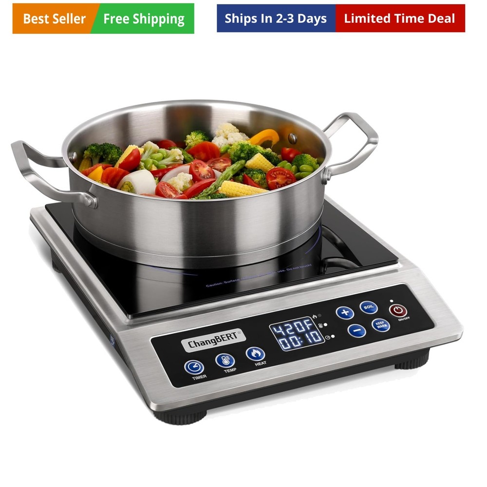 Portable Induction Cooktop Enhanced Version, One-Click Max Power 1800W Large ...