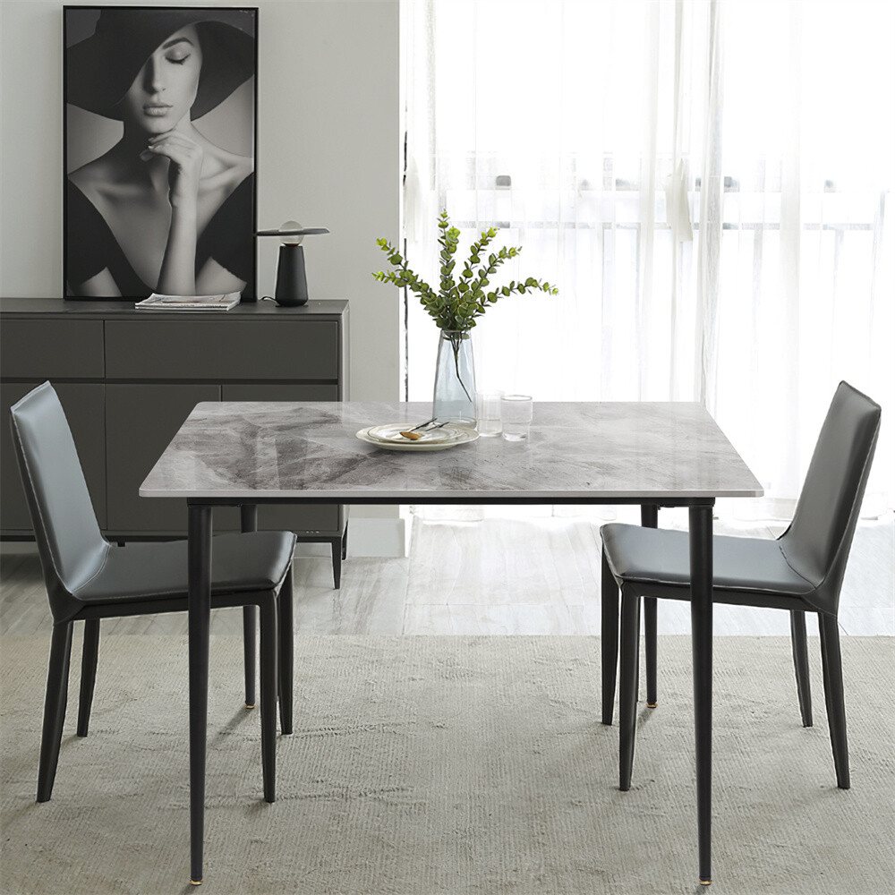 Large Dining Table For 4-6 People Modern High Gloss Sintered Stone Table Kitchen
