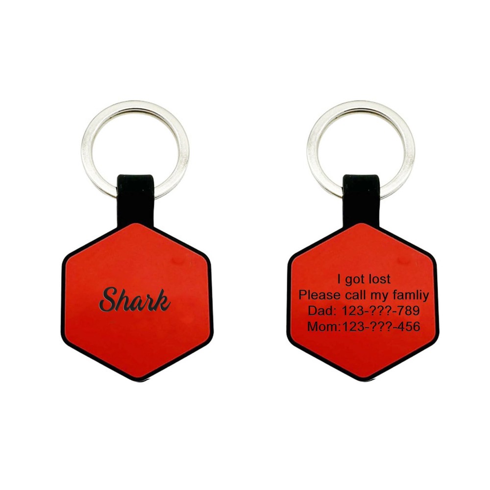 Hexagon Personalized Engraved Silicone Dog Tags - Engraved Two Side