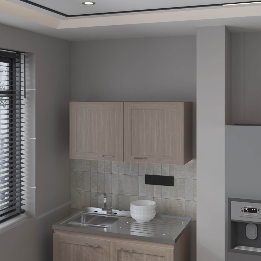 Nakya Kitchen Wall Cabinet with 2 Doors, White Oak
