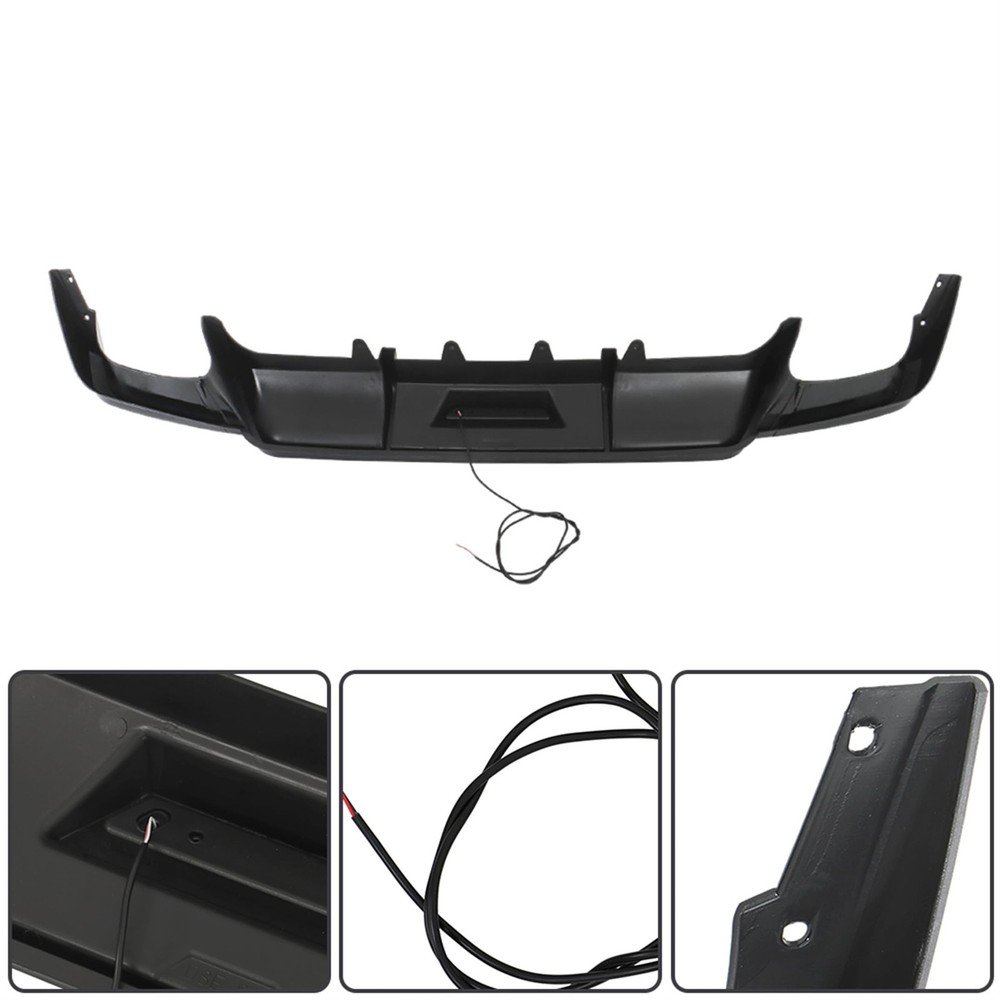 Bright Black Rear Bumper Diffuser with Brake Light for Camry 2018-2021