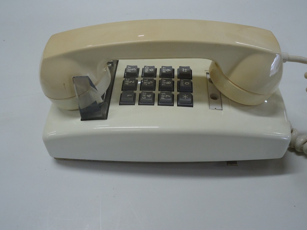 ITT 2554 Push Button Wall Phone Ivory, Untested