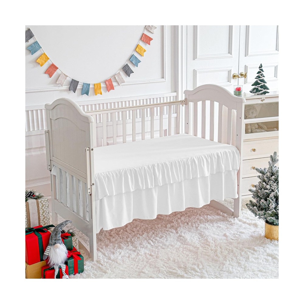 White Crib Bedding Set Tufted Dots Jacquard Baby Comforter with Fitted Sheet ...
