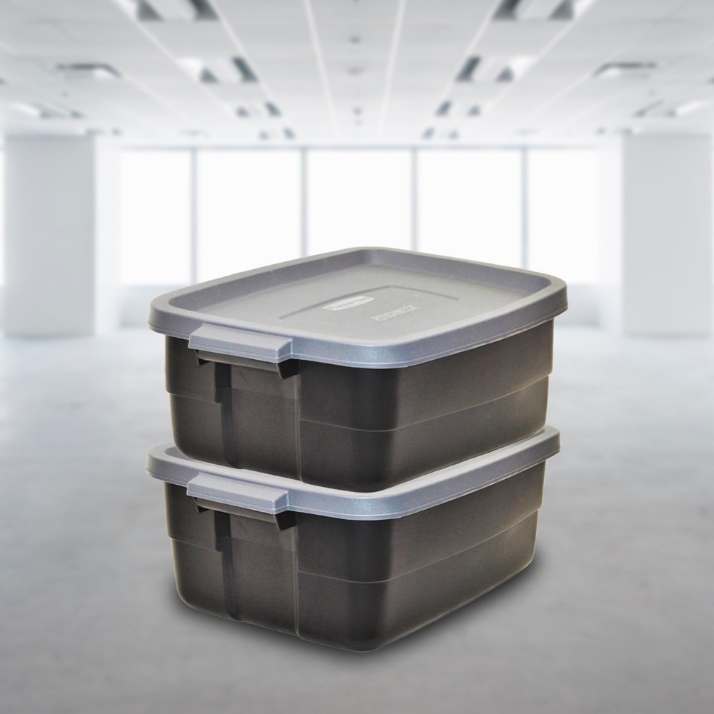 Rubbermaid Roughneck 10 Gallon Storage Bins 6 Pack Stackable Versatile Durable