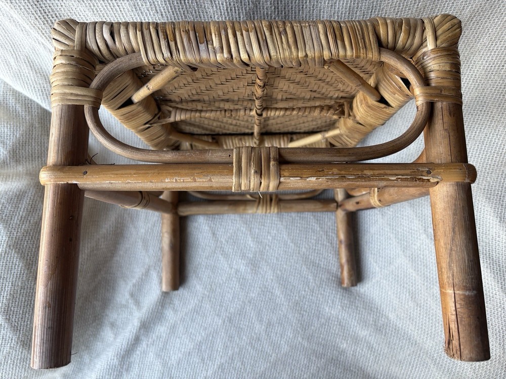 Vintage Bamboo & Rattan Footstool