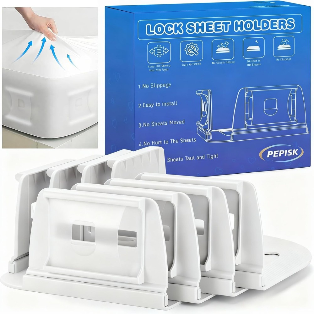 Upgrade Bed Holders for Corners: 4Pcs Fitted Lock Holders Keep Sheets Firm & ...