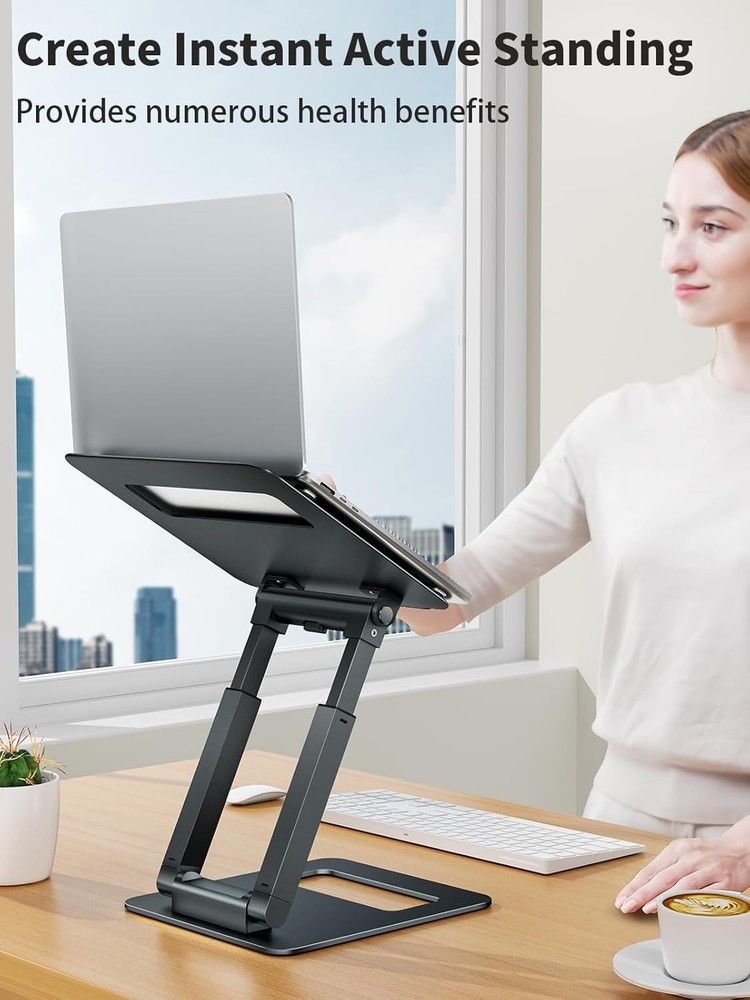Laptop Stand Desk Adjustable Height Telescopic Computer Stand W/ Pull Out Design