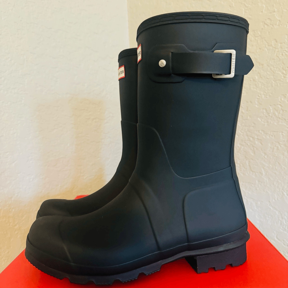 HUNTER Original Short Waterproof Rain Boot, Rubber Black, Size 10, NWT