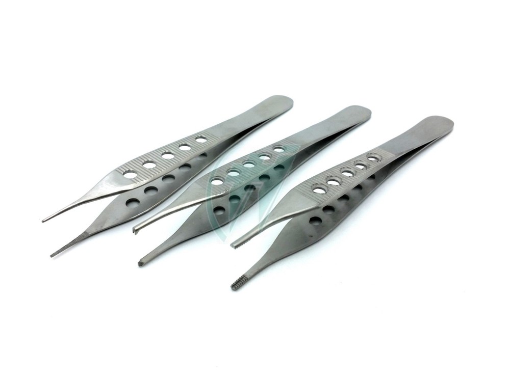 3 PCS ADSON TISSUE+BROWN+DRESSING FORCEPS 4.75" FINESTRATED