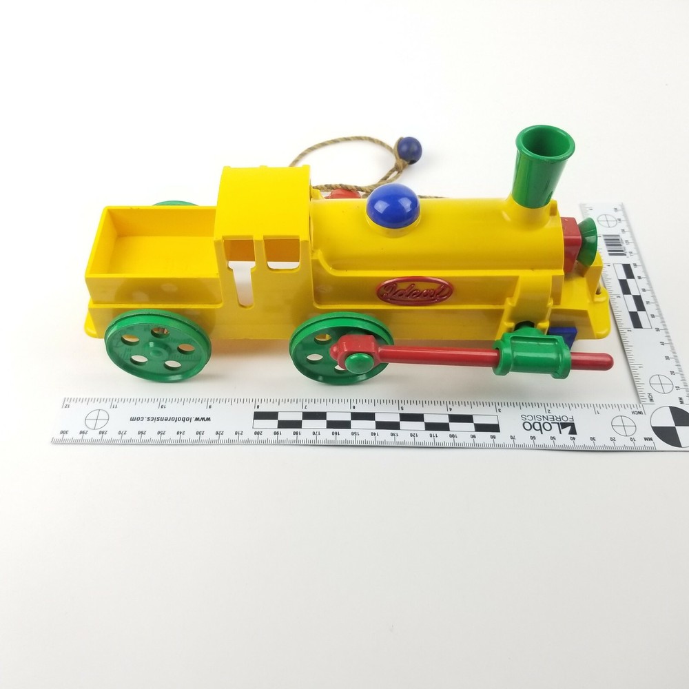 Vintage Ideal Train Locomotive Pull Toy Yellow