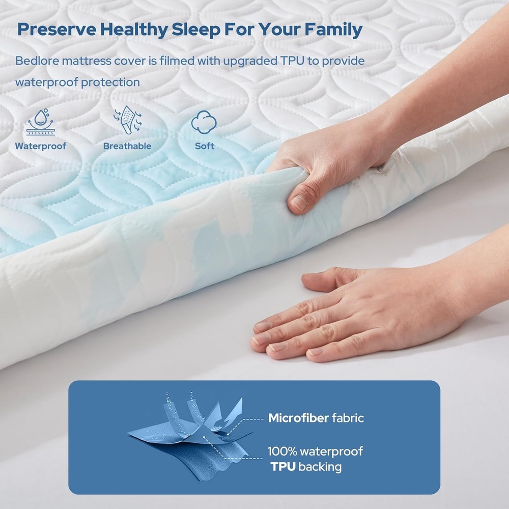 Queen Size Waterproof Mattress Protector, Soft & Washable with Deep Pockets