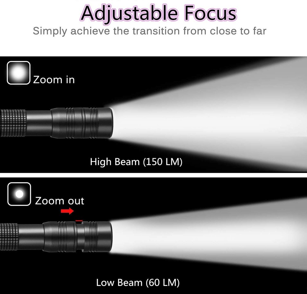 COSMOING LED 1 PCS--Zoomable Pen Flashlight, 1 Flashlight