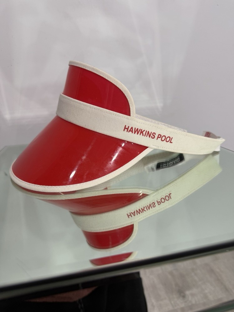 Clear Red + White Retro Visor Hawkins Pool Hat From Stranger Things H&M Netflix