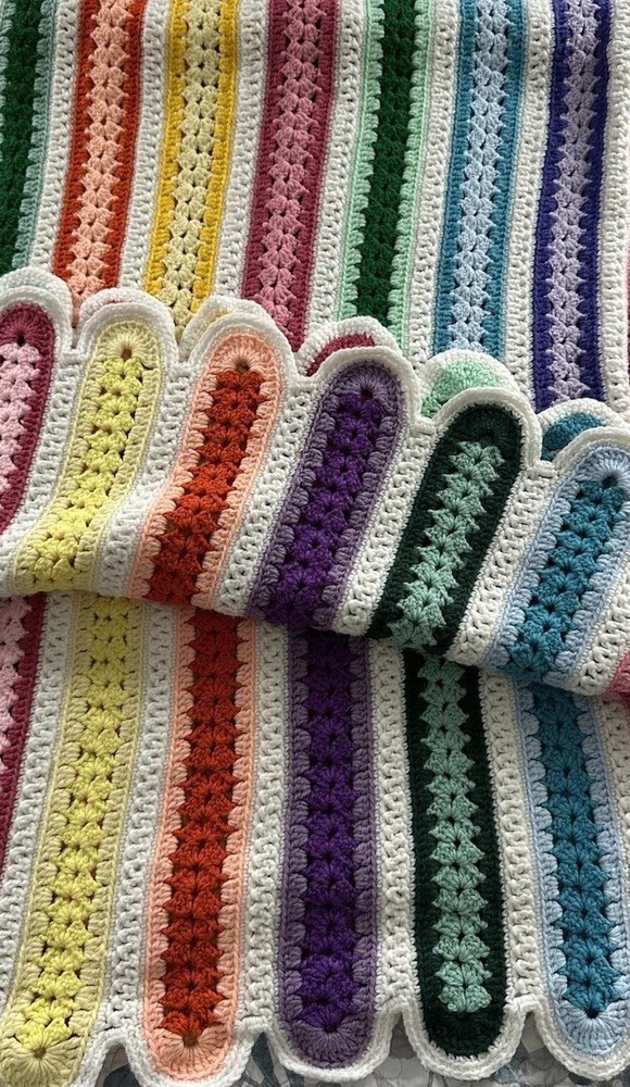 Crochet Throw Blanket Handmade. Colorful. Medium. 56” X 80”