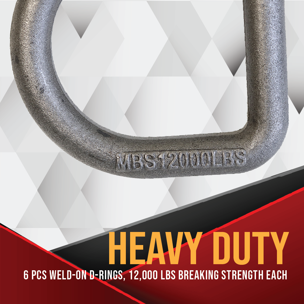 1/2" Heavy Duty Weld-On Forged D Ring 6 Pack 12000 LBS, by BoxerTool