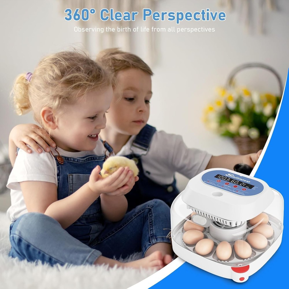 12 Egg Incubators for Chicken Eggs with 4 Modes 360° View Automatic Egg Turning@