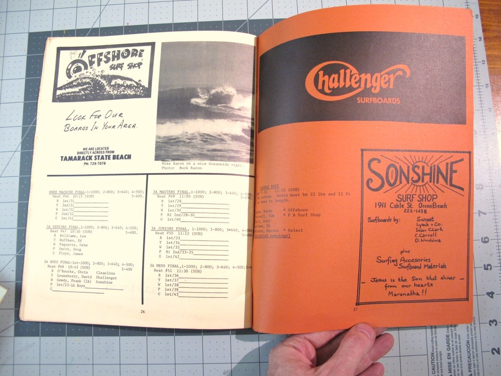 vtg Surfing ephemera- 1972 WSA Surf Contest program District 6