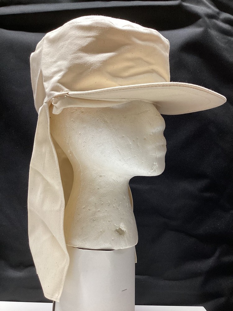 Fisherman hat cotten off white Large neck protector