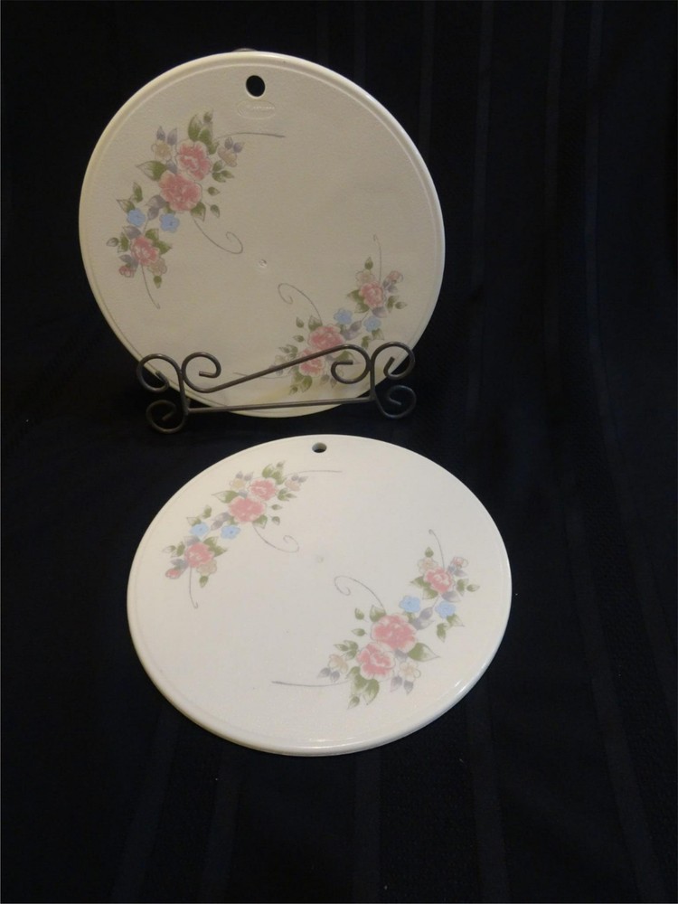 Pfaltzgraff Tea Rose Melamine Kettle Rests TWO by Fleetware Tea Rose Pattern