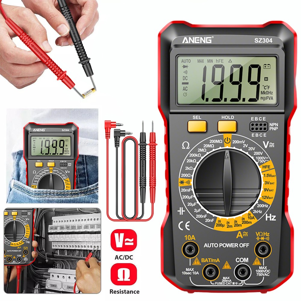 Digital Multimeter Voltmeter AC DC Volt Meter Ohmmeter Auto Range Tester