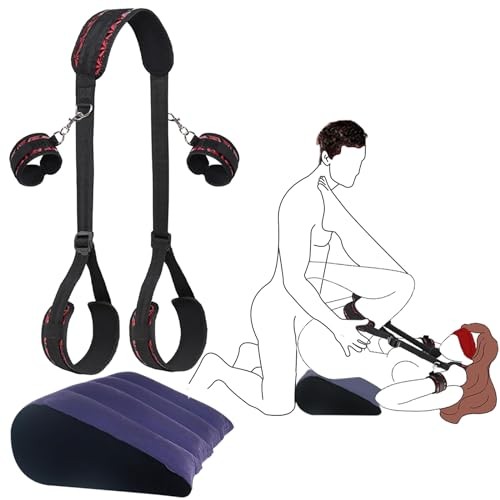 BDSM Bondage Restraint Kit with Inflatable Pillow, Handcuffs, Blindfold for