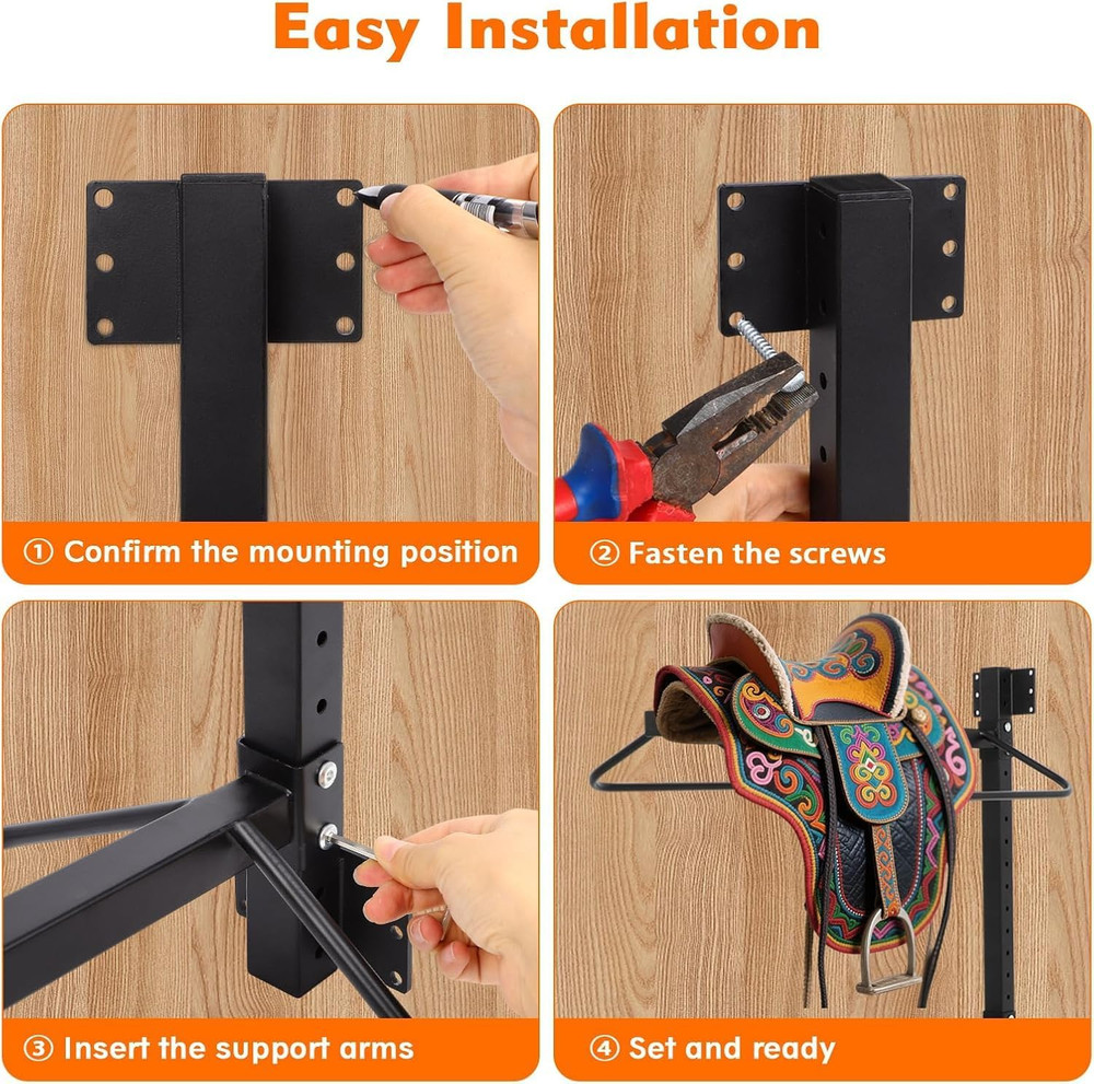 2 Pc Saddle Rack Wall Mount, Heavy Duty Wall Mounted Saddle Stand Saddle Pad Rac