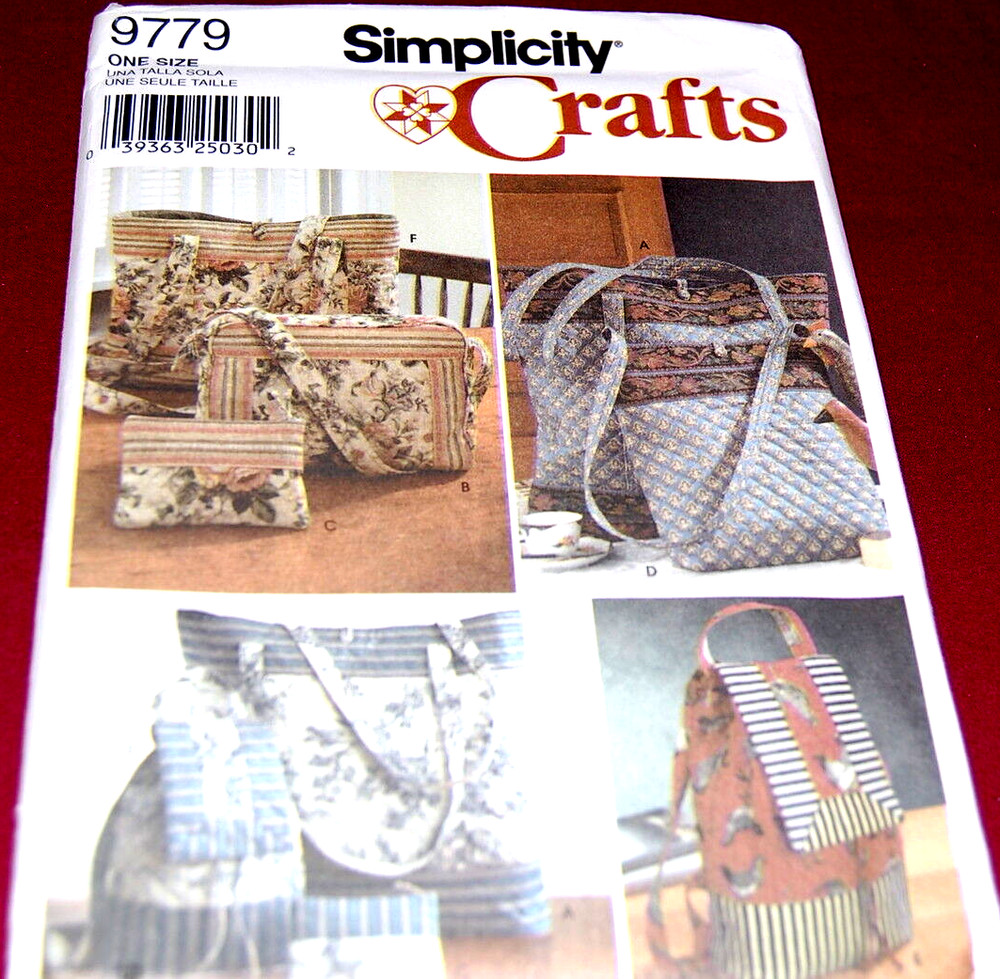 Simplicity Pattern # 9779 - Three Styles Tote Bags, Backpack, Purse & More - NEW