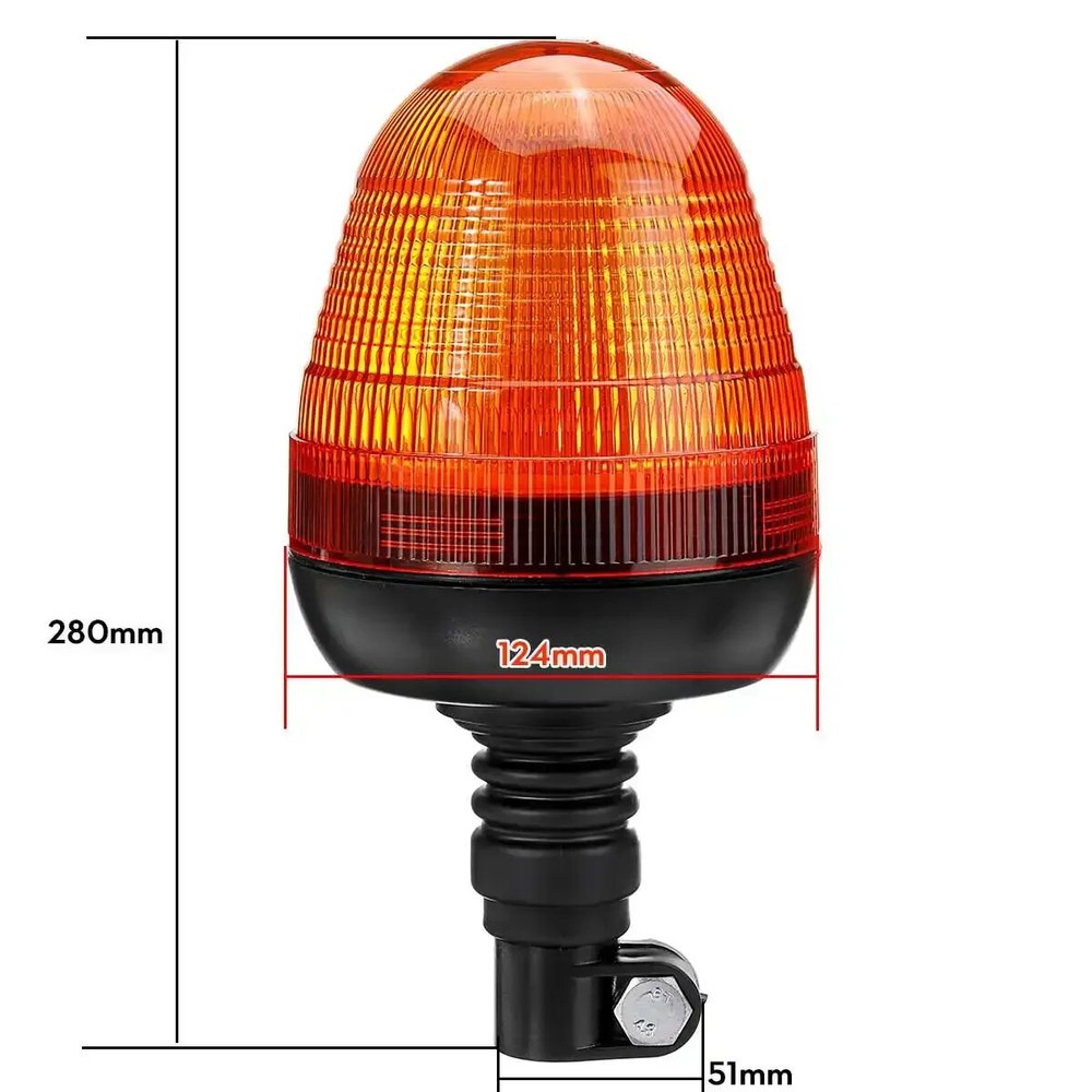 2x LED Rotating Flashing Beacon Flexible DIN Pole Mount Tractor Warning Light E9