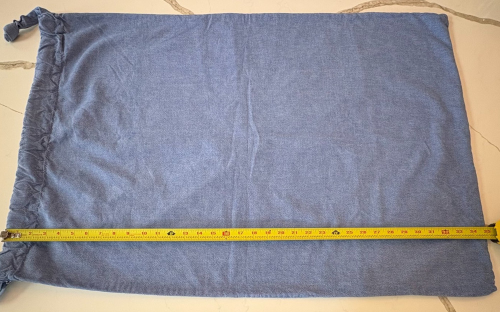 POTTERY BARN Laundry Bag Basket Liner Chambray Blue Dorm Drawstring Large