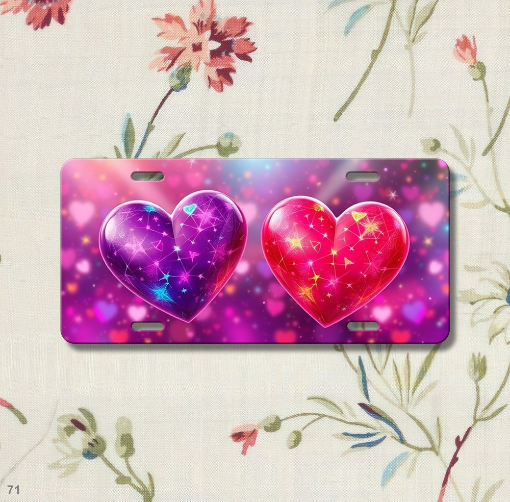 Bold Hearts License Plate Personalized Auto Tag Everyday Gift