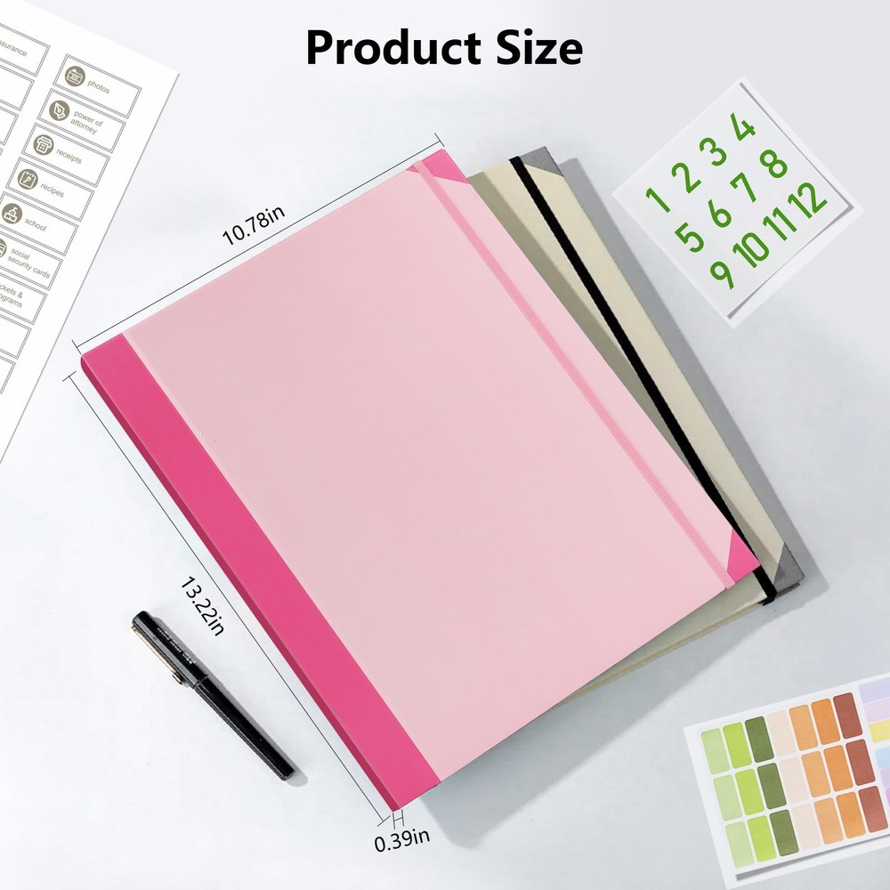 Document Organizer, File Folder with Labels and Pockets, Expanding Storage Fo...