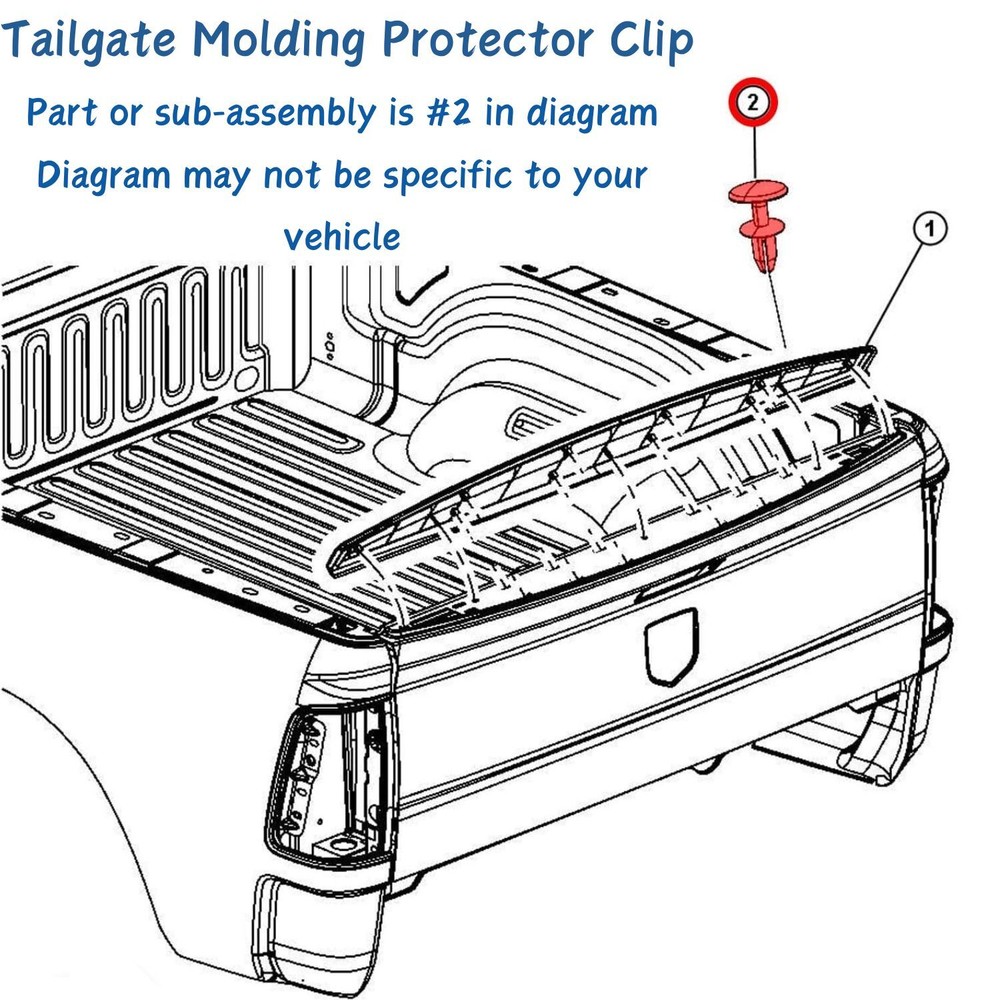 Tailgate Molding Protector Spoiler Cap Clips for Dodge Ram 1500/2500/3500