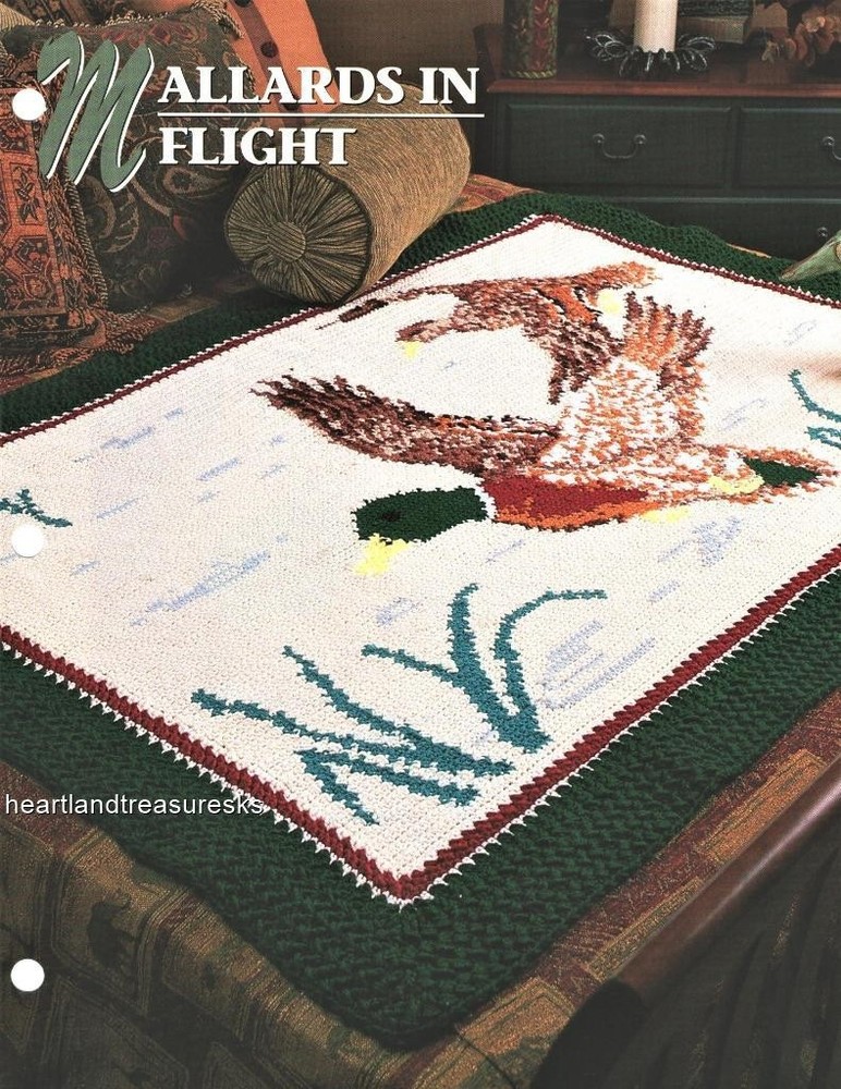 Mallards In Flight   Annie's Attic Crochet Afghan Pattern Leaflet