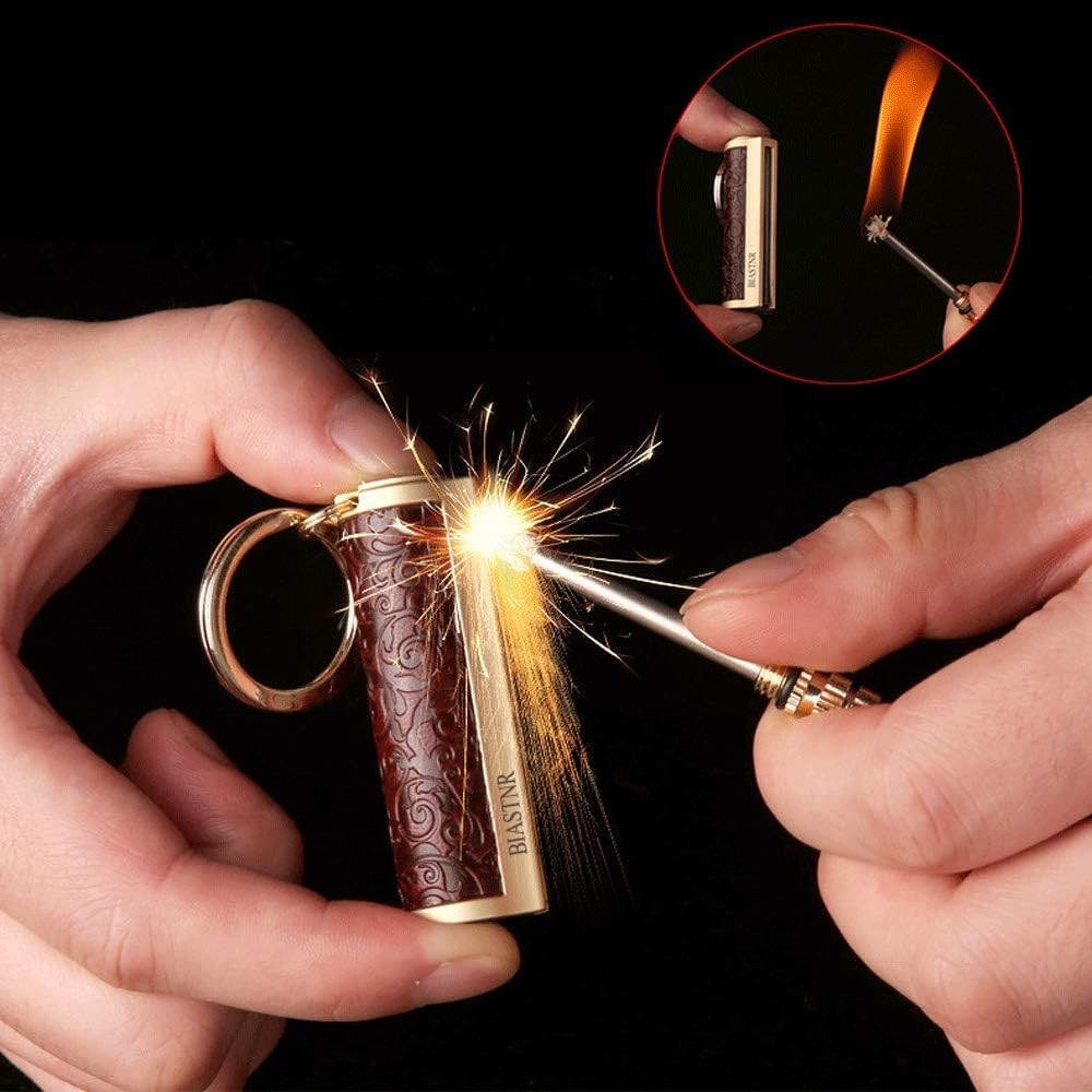 Permanent Match,Keychain Matchstick Fire Starter Immortal Lighter,Flint Match St