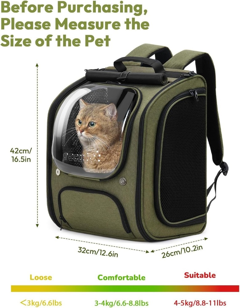 Cat Backpack Carrier, Large Space Cat Bubble Backpack, Breathable Cat Carrier, S