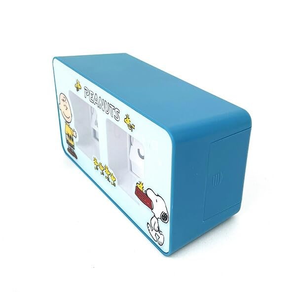 Peanuts Snoopy Flip Analog Clock Blue Field work