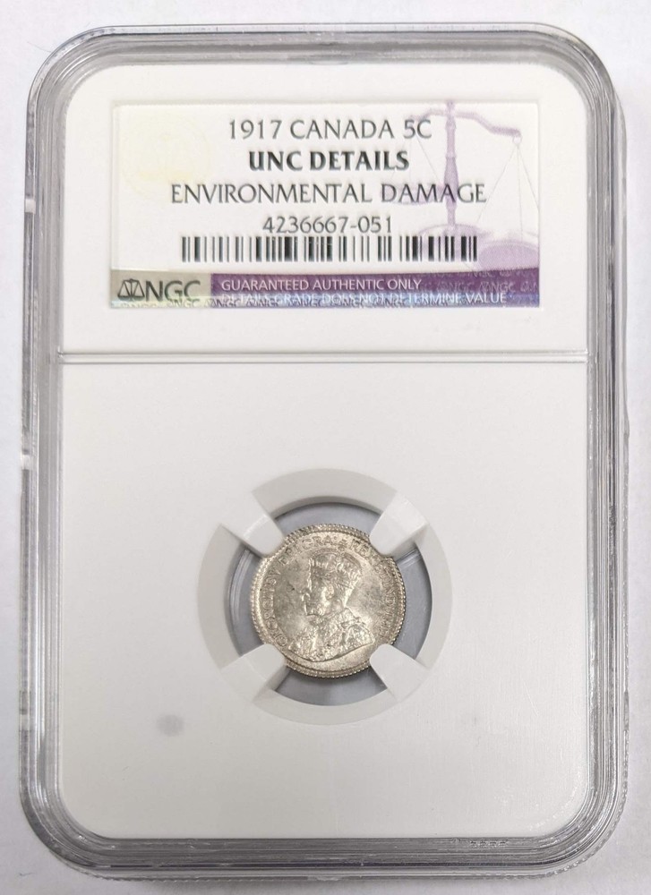 1917 Canada 5c Unc Details NGC