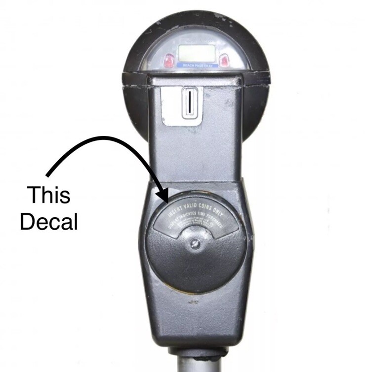 Duncan Parking Meter Decal For The Fine Box Silver Letters