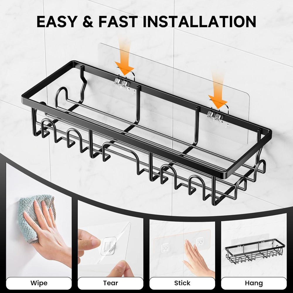 Shower Caddy, 3 Pack Shower Shelves for Inside Bathroom, Rustproof Adhesive Bath