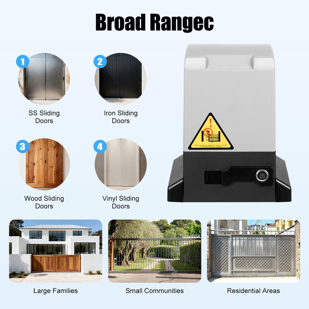 Motorized Sliding Gate Operator Electric Gate Opener W/ Remote Control 750W