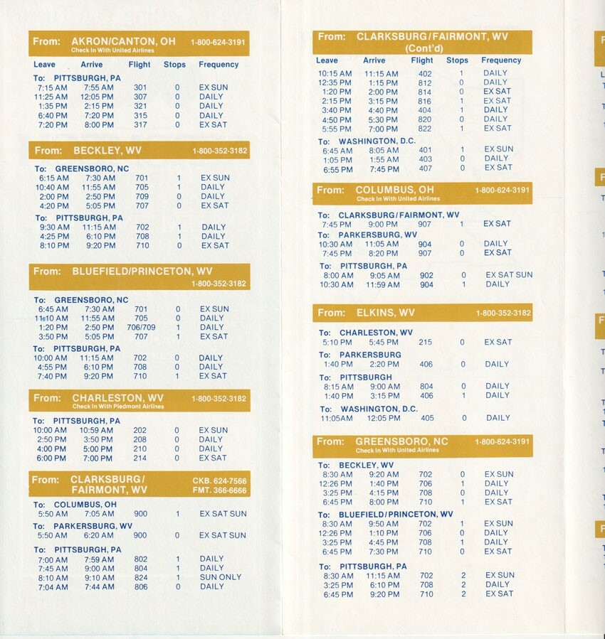 Aeromech Airlines timetable 1981/12/01