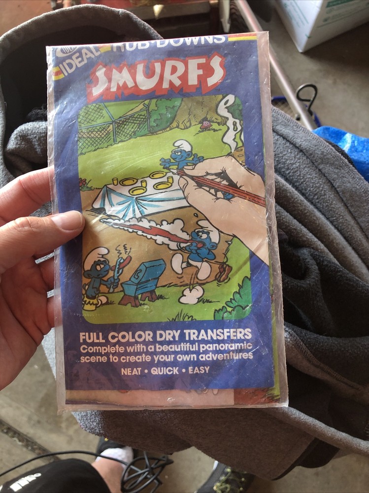 Vintage ideal smurf rub downs 1981