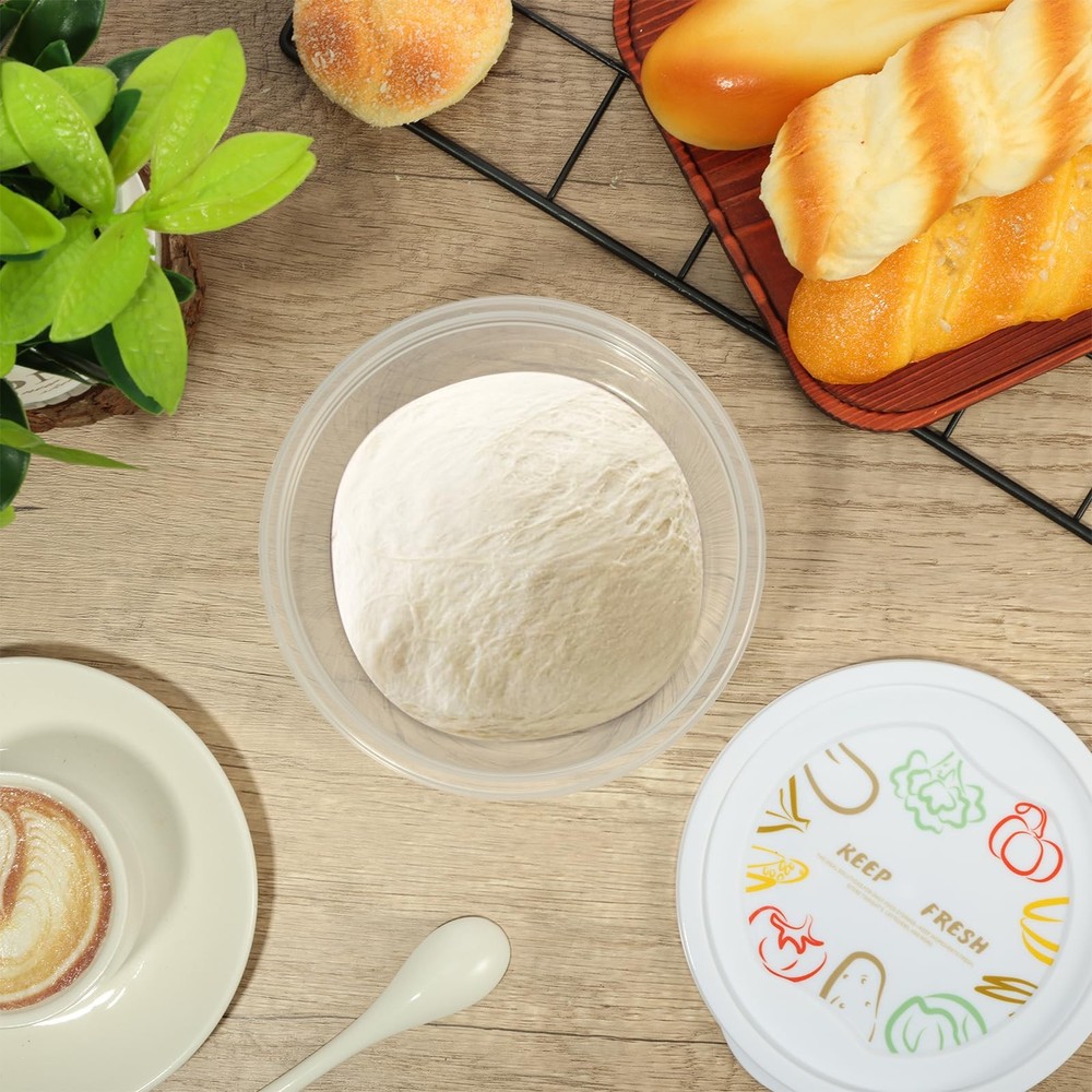 12pcs Pizza Dough Proofing Box with Lids, 1100ML Stackable Dough Proofing Con...