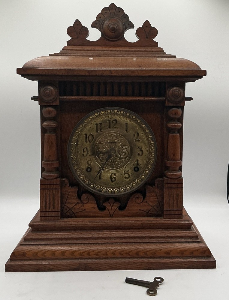 Antique Ingraham Eclipse Cabinet Clock, 1885 Patent Regulator