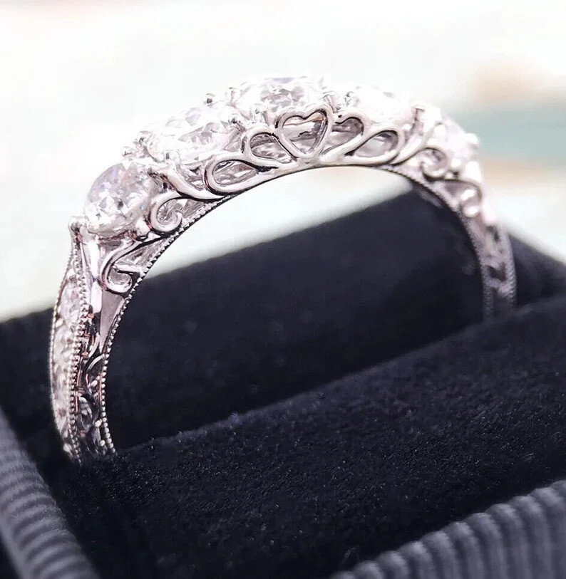 1Ct White Round Cut CZ Stackable Wedding Anniversary Band 925 Sterling Silver