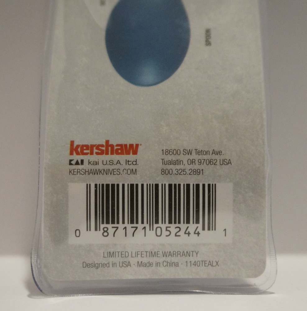 Kershaw Ration Fork / Spoon Combo, Bottle Opener, Carabiner, Teal Blue, Compact