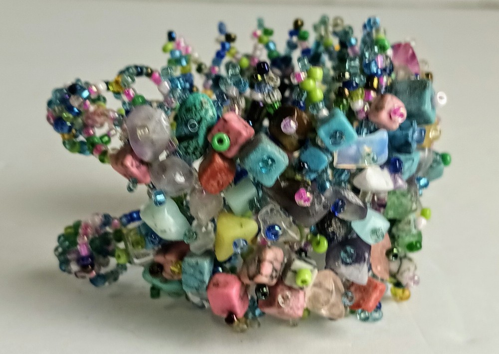 Handcrafted Sead Bead and Natural Stone Wide Strap Bracelet