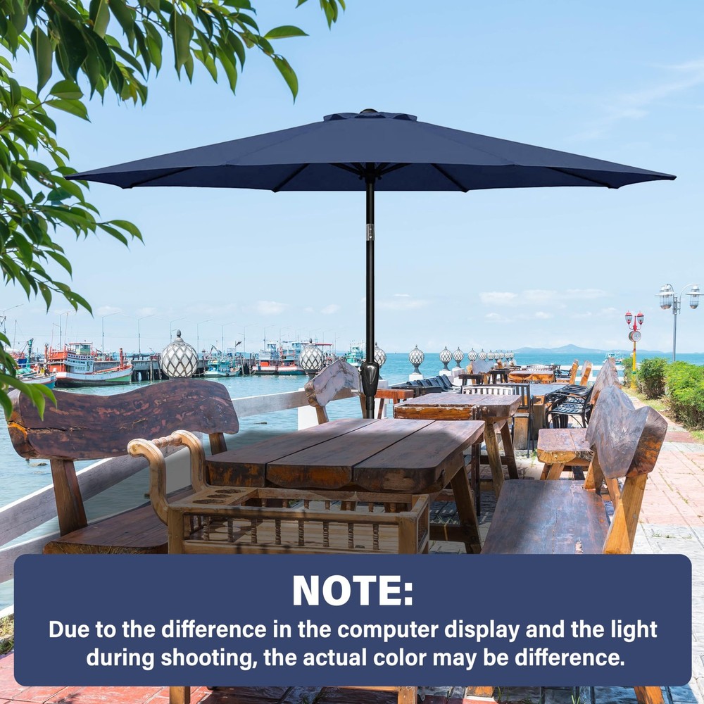 HealSmart 9' Patio Umbrella Replacement Canopy 9ft-Canopy, Dark Blue-Canopy
