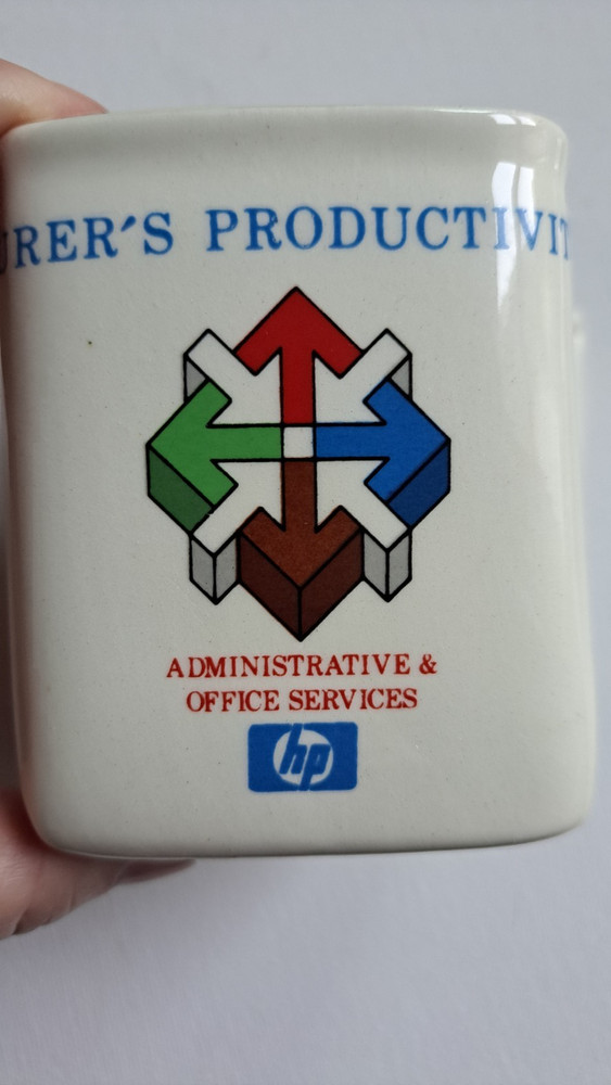 Vintage Square Advertising Hewlett Packard Computer Engineering Coffee Mug Cup